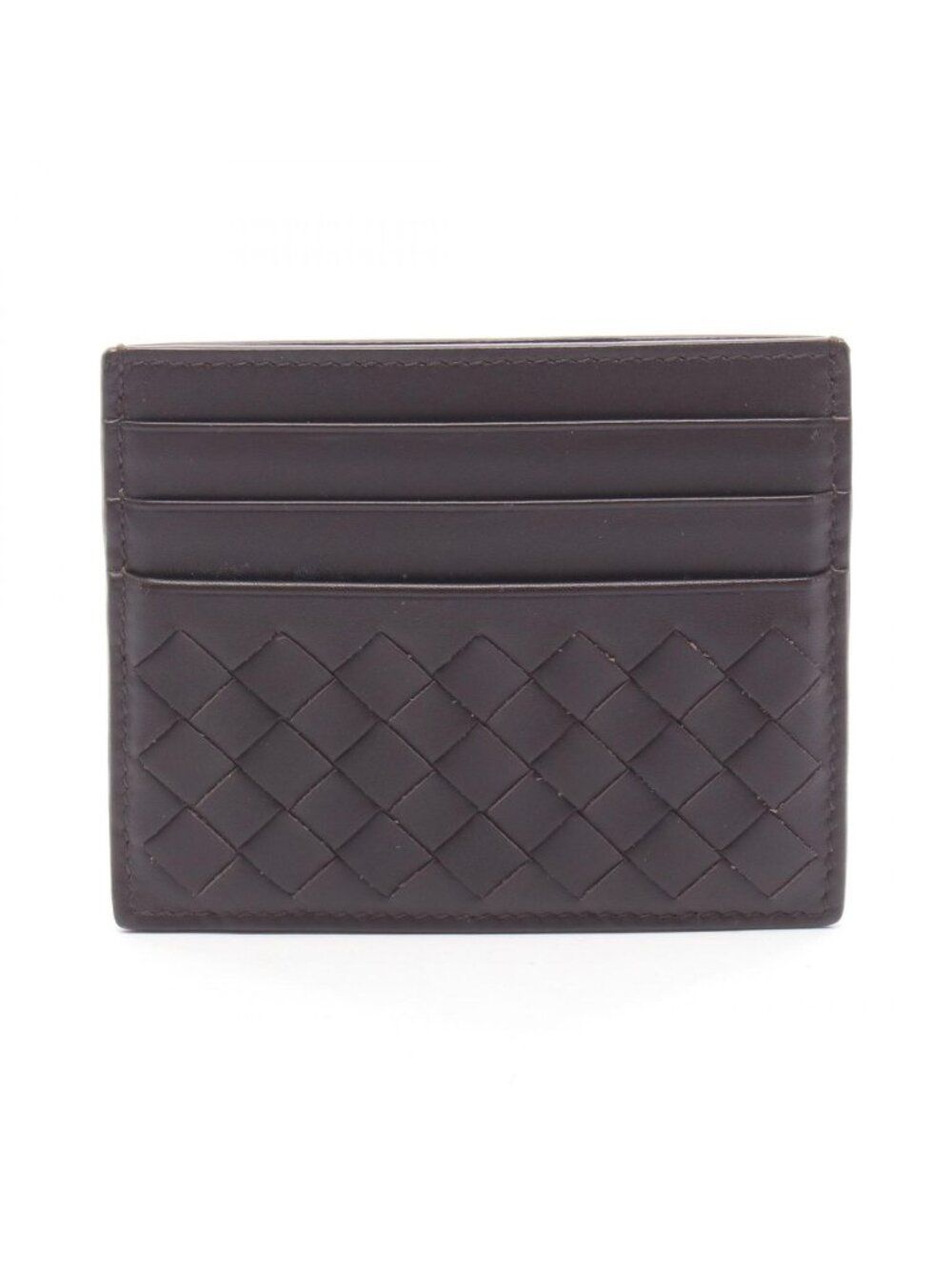 Bottega Veneta Card Case Intrecciato Dark Brown Leather